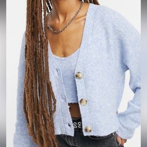 BERSHKA powder blue sweater set. Bralette and sweater NWT